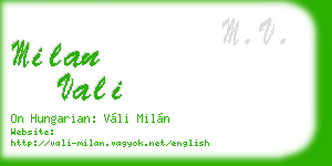 milan vali business card
