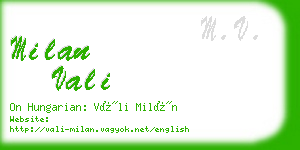 milan vali business card